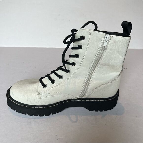 Sincerely Jules Harley Combat Boot Cream and Black Size 7 1/2M Zip and Lace up - Picture 3 of 11